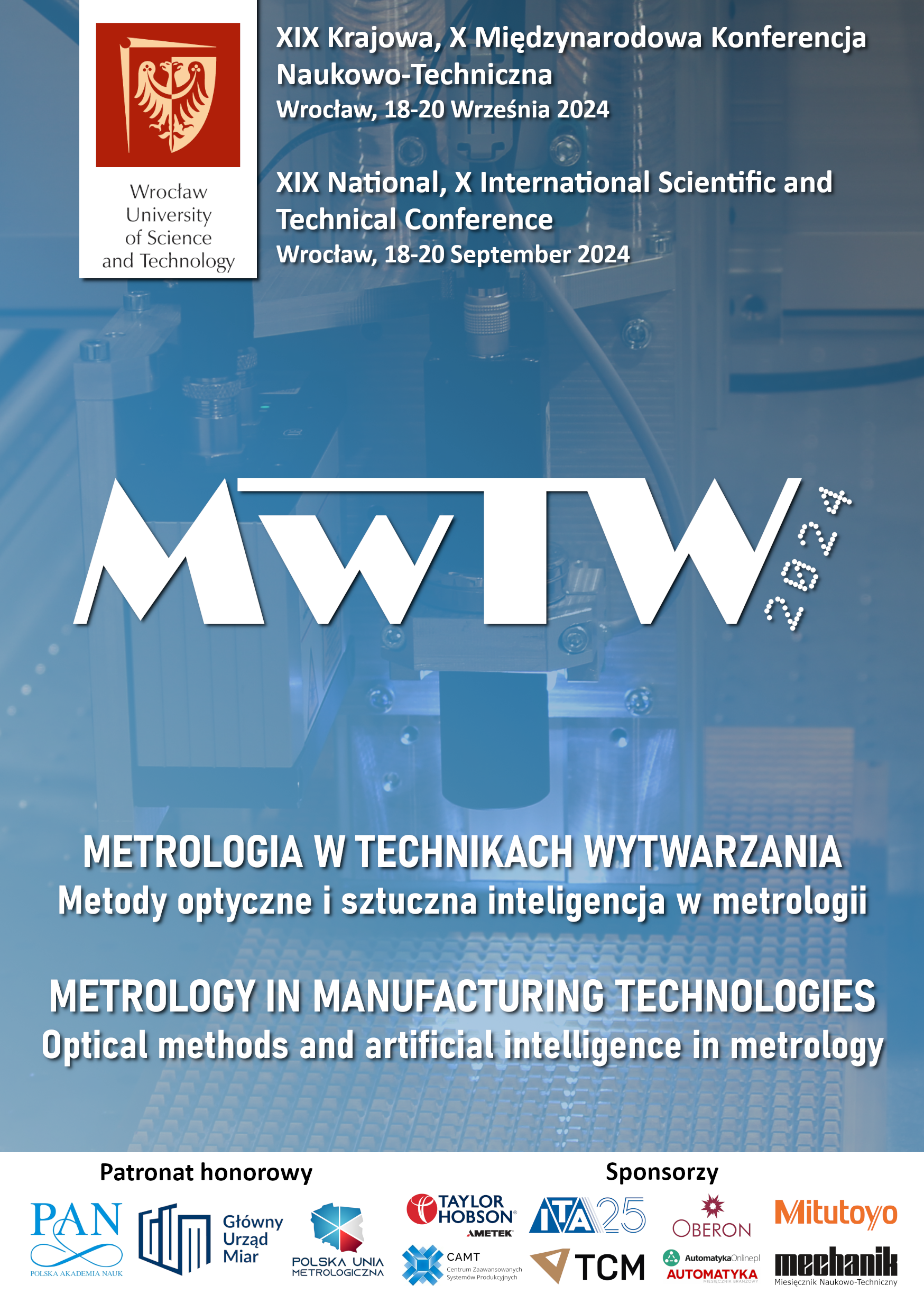 Książka abstraktów MwTW 2024 - Metrologia w technikach wytwarzania, Oficyna Wydawnicza PWr.